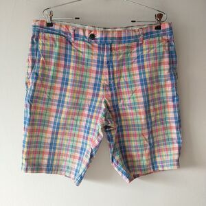Club Monaco Shorts Mens 34 Multicolor Plaid Colorful Cotton Beach Preppy 37x10"